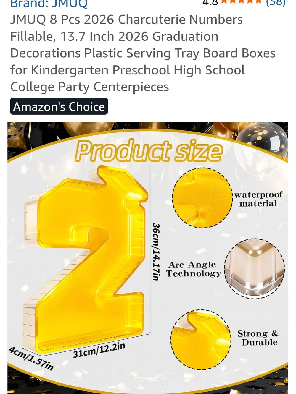 2026 Number-Shaped Party Serving Trays - Gold And Black